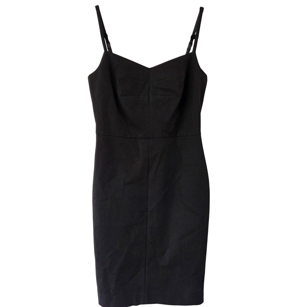 Banana Republic Petite 0 Black Sheath Dress Sleeveless Career Cocktail Midi